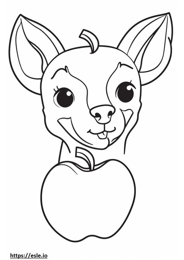 Dibujos animados de chihuahua cabeza de manzana para colorear e imprimir