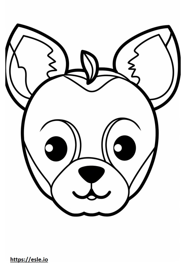 Appel hoofd Chihuahua Kawaii kleurplaat