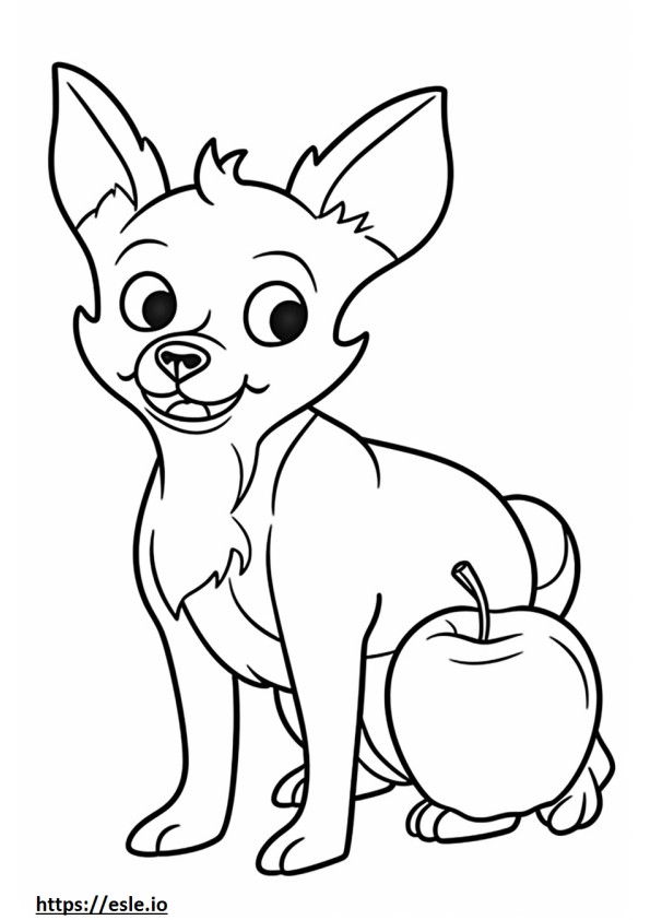 Coloriage Chihuahua tête de pomme jouant à imprimer