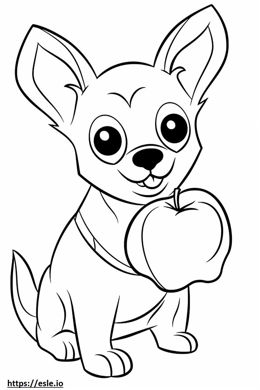 Apple Head Chihuahua Kawaii värityskuva