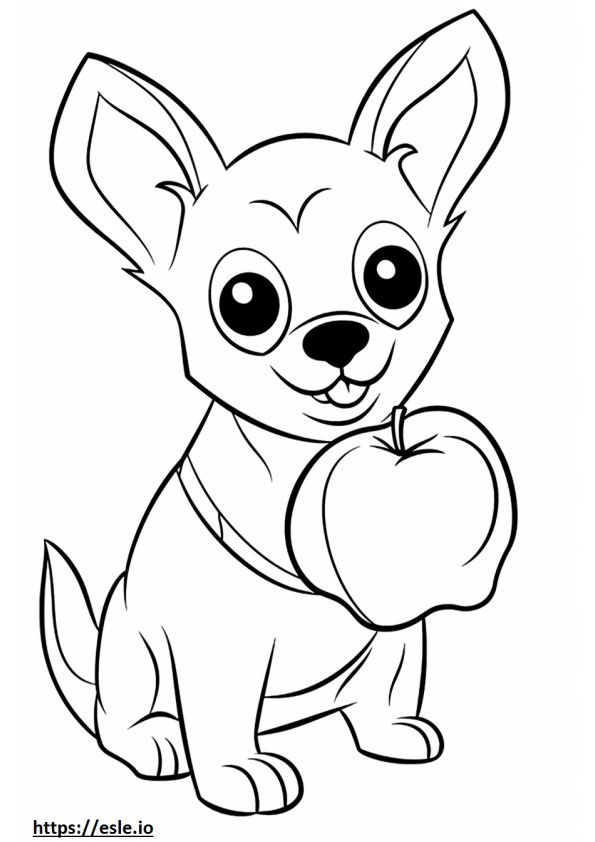 Cabeça de maçã Chihuahua Kawaii para colorir
