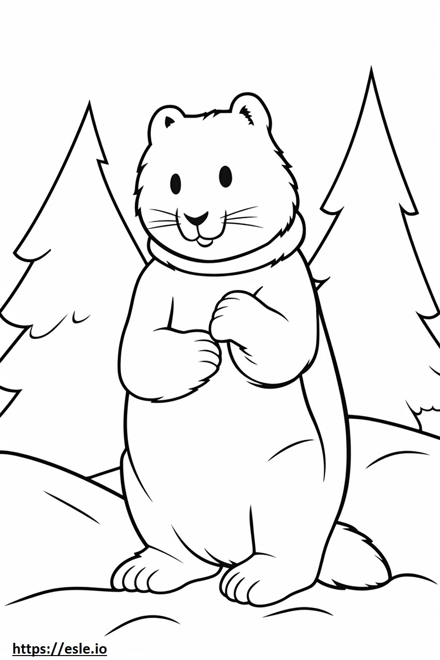 Arctic Hare Playing coloring page