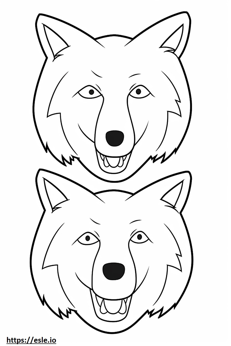 Emoji de sonrisa de lobo ártico para colorear e imprimir