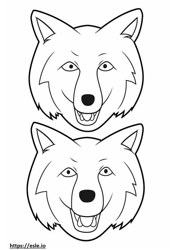 北極オオカミの笑顔の絵文字 ぬりえ - 塗り絵