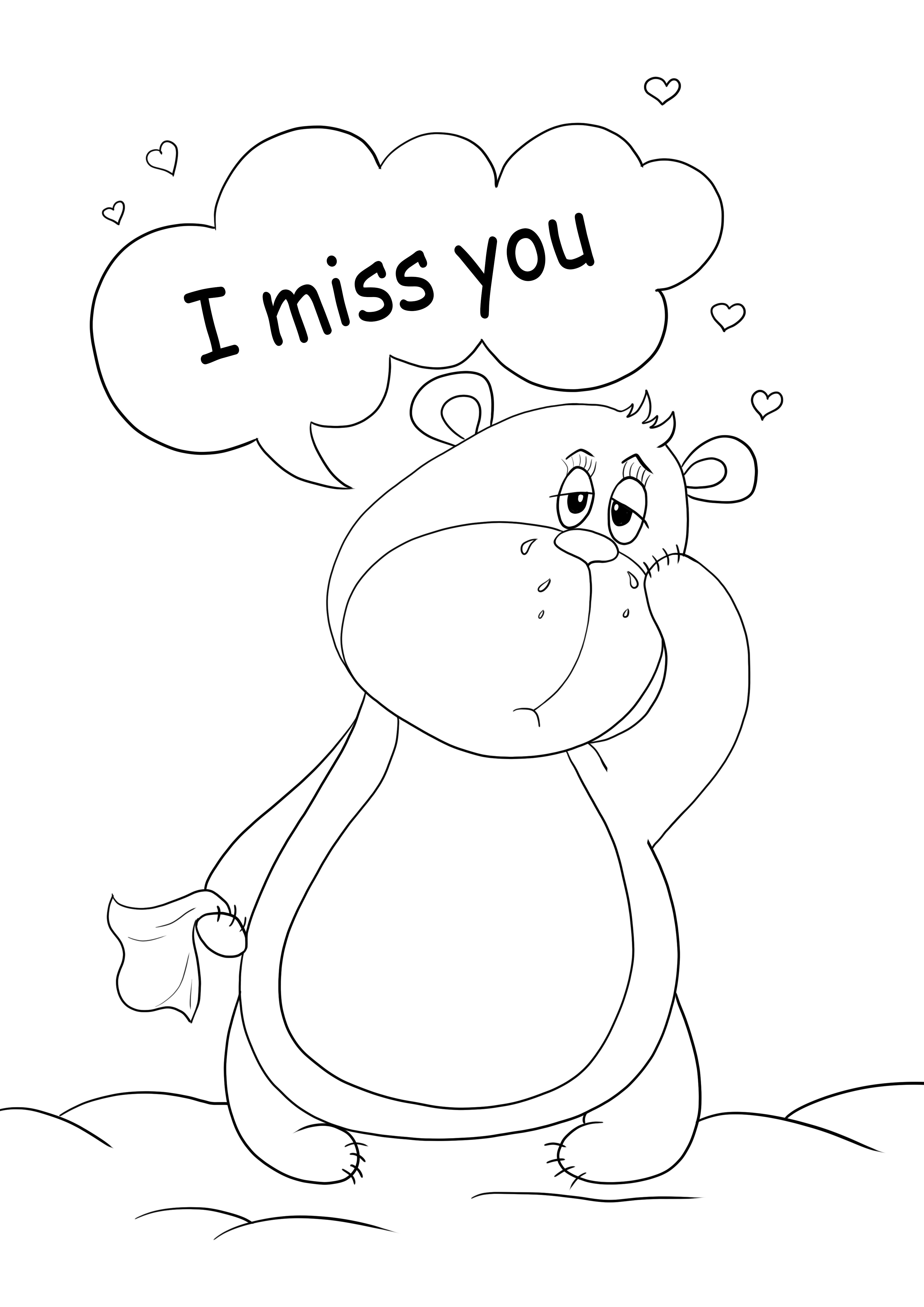 Sad Teddy Bear-miss You imprimabil gratuit pentru copii