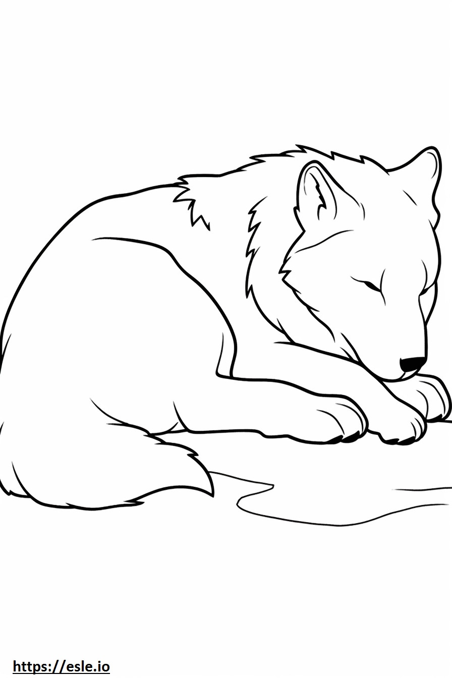 眠る北極オオカミ ぬりえ - 塗り絵