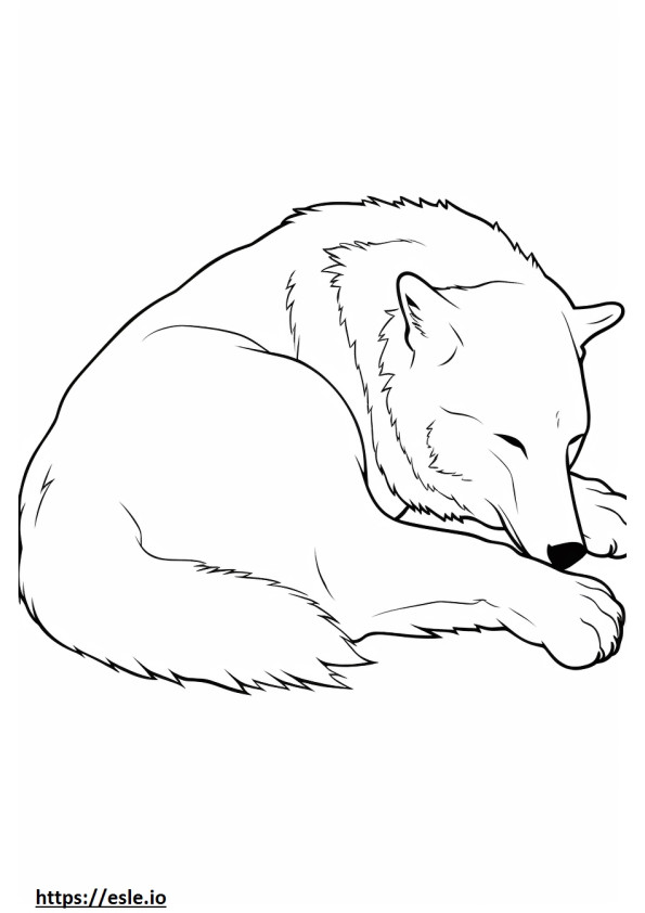 眠る北極オオカミ ぬりえ - 塗り絵