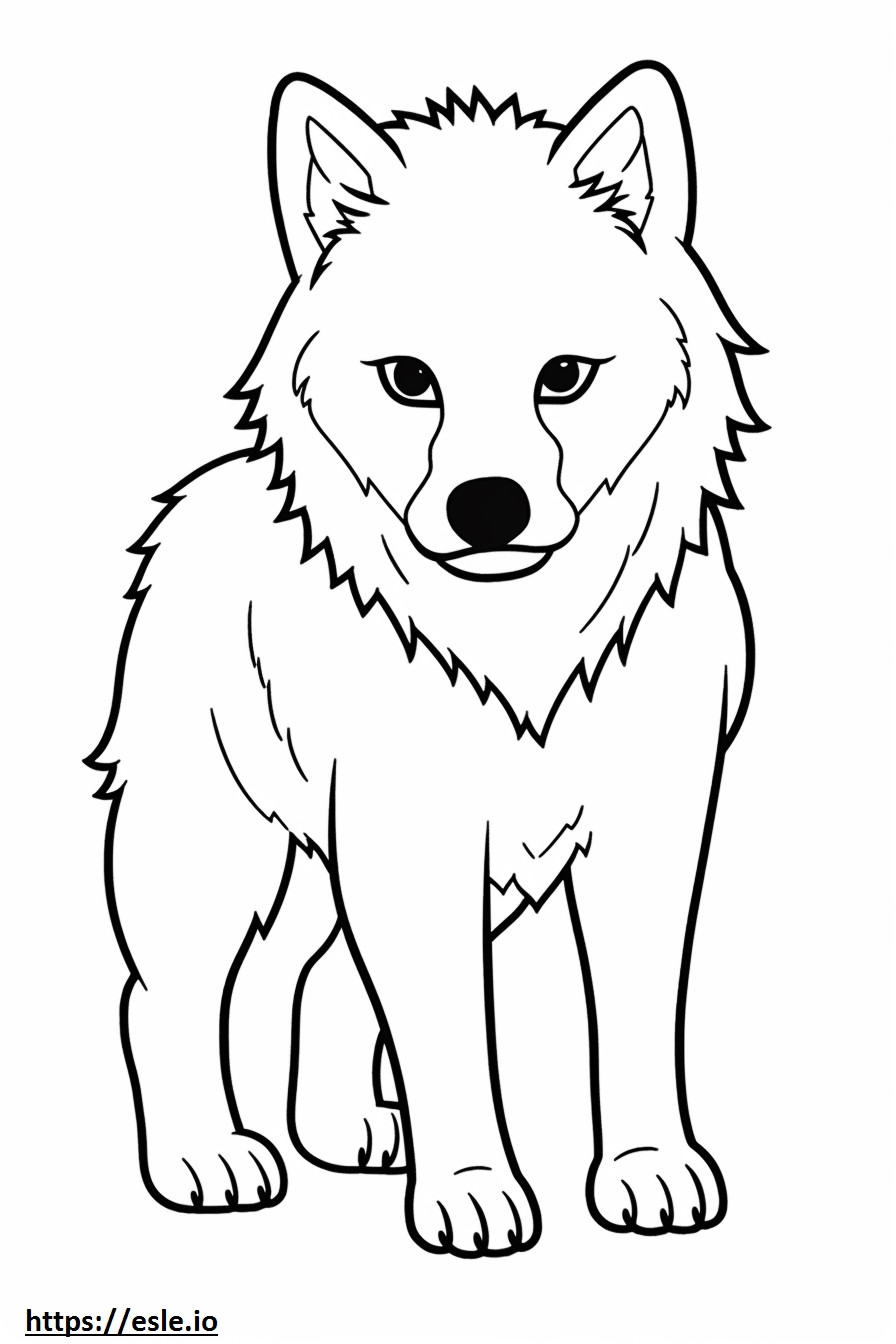 Serigala Arktik Kawaii gambar mewarnai