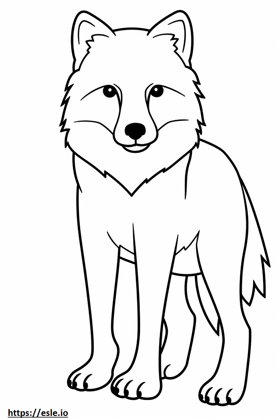 Coloriage Loup arctique Kawaii à imprimer
