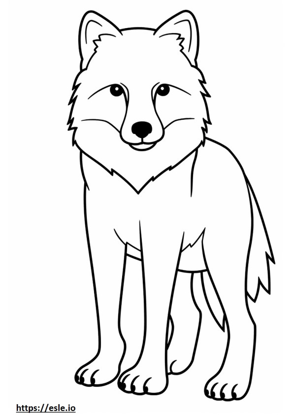 Arctic Wolf Kawaii värityskuva