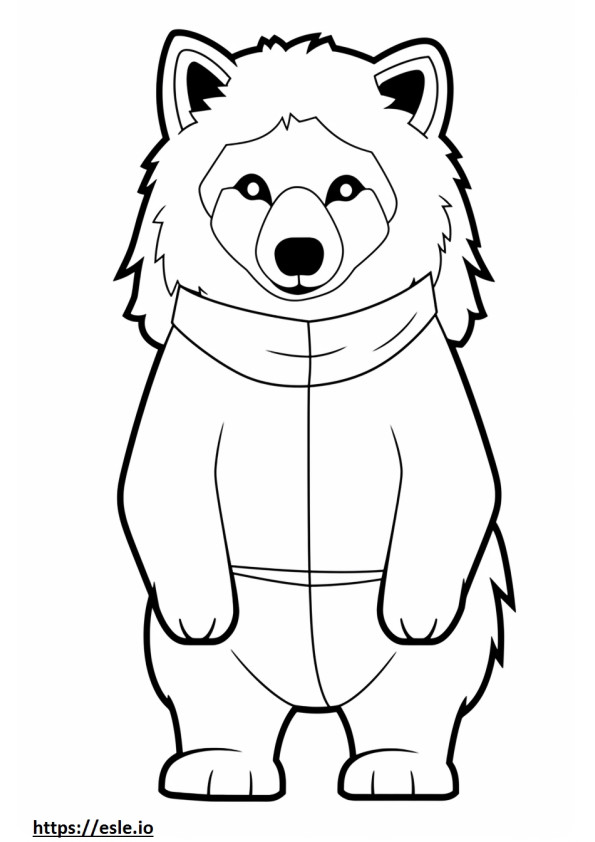 Lobo Ártico Kawaii para colorear e imprimir