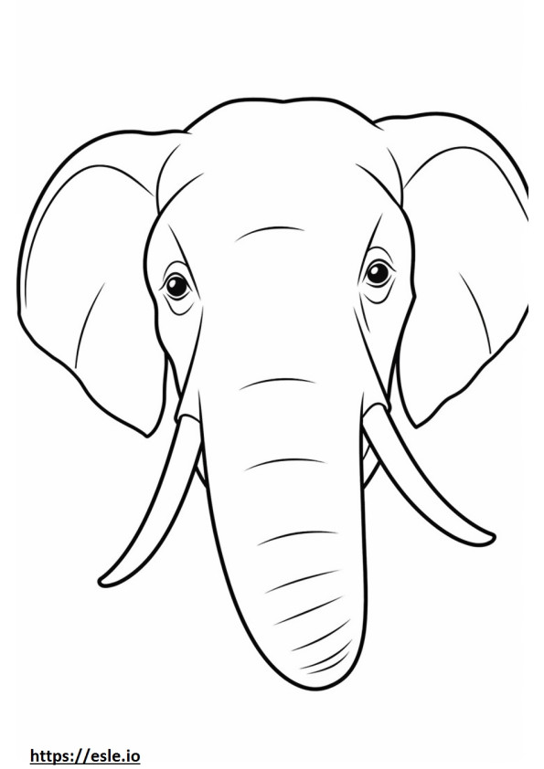 Gezicht van de Aziatische olifant kleurplaat