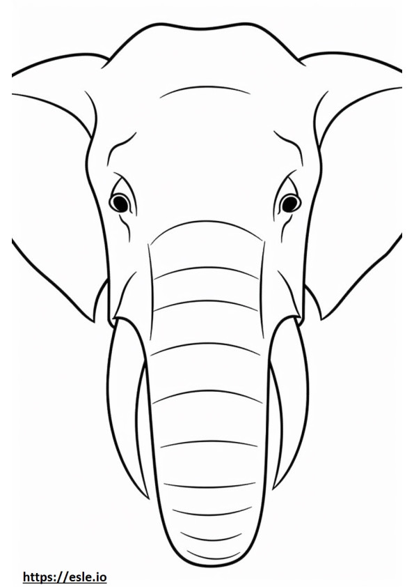 Gezicht van de Aziatische olifant kleurplaat