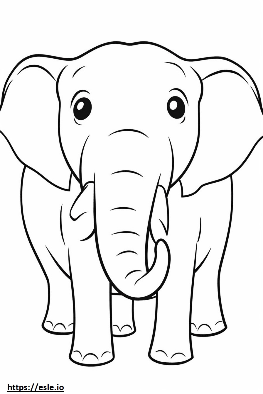 Coloriage Emoji souriant d'éléphant d'Asie à imprimer