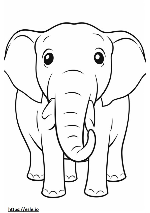 Coloriage Emoji souriant d'éléphant d'Asie à imprimer