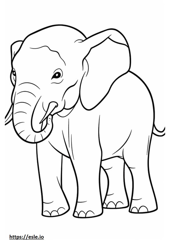 Coloriage Caricature d'éléphant d'Asie à imprimer
