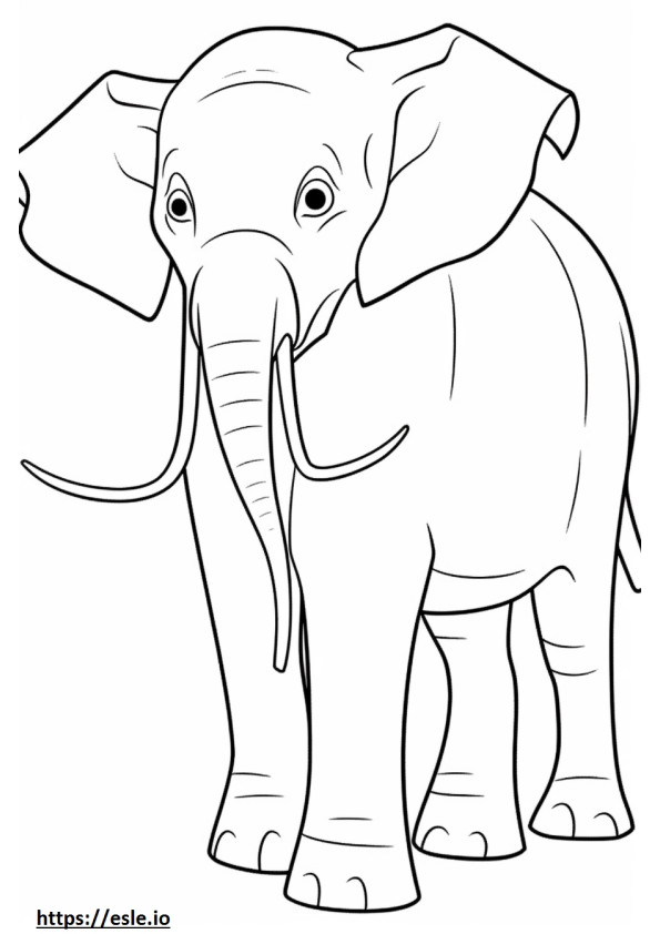Coloriage Caricature d'éléphant d'Asie à imprimer