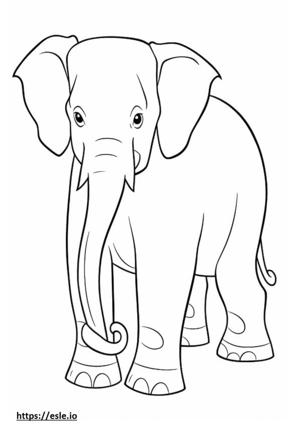 Coloriage Éléphant d'Asie mignon à imprimer