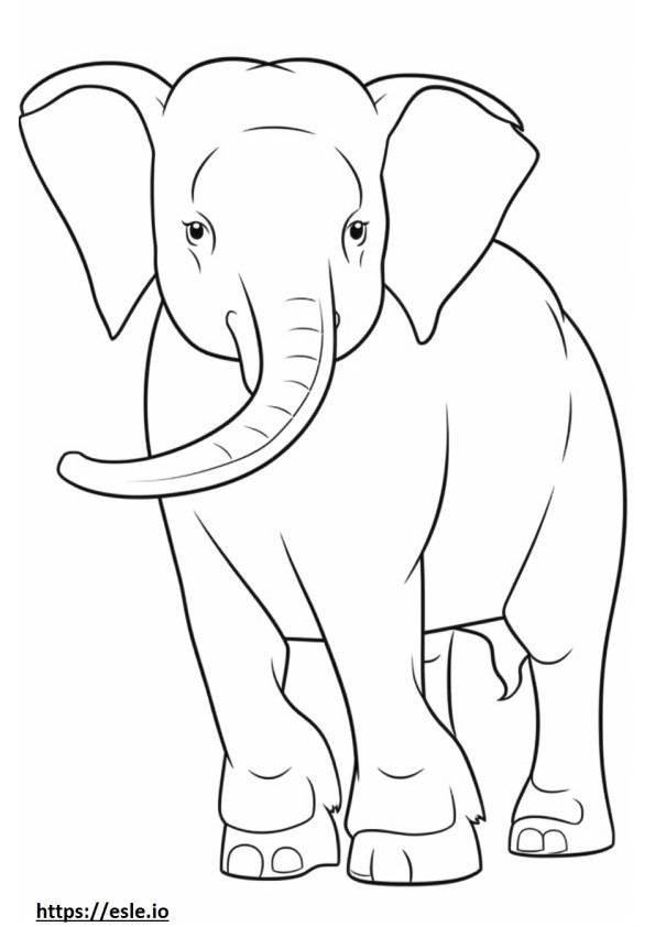 Elefante asiático feliz para colorear e imprimir