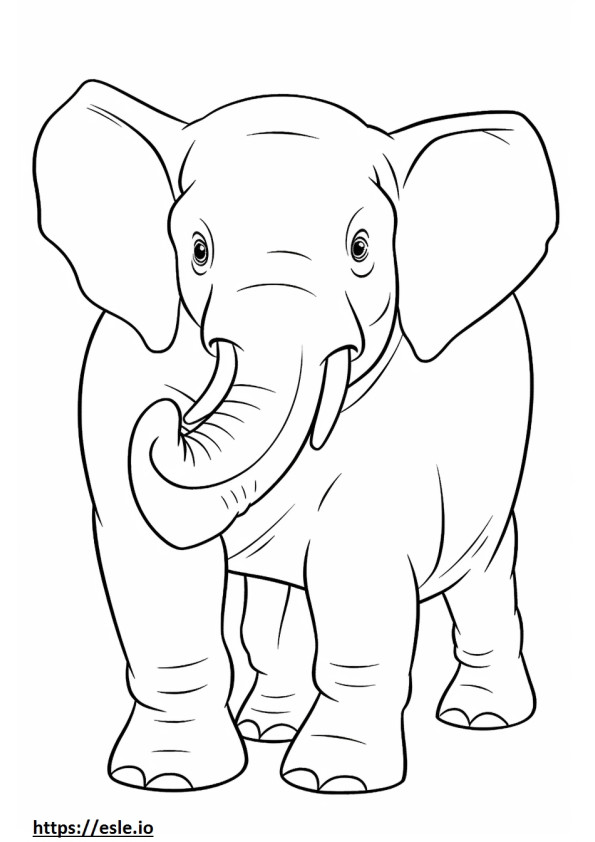 Asian Elephant happy coloring page