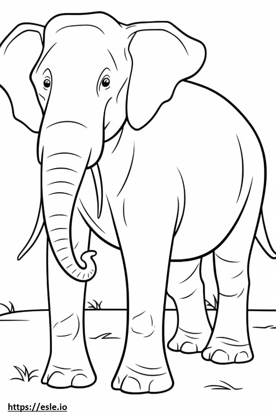 Elefante asiático feliz para colorear e imprimir