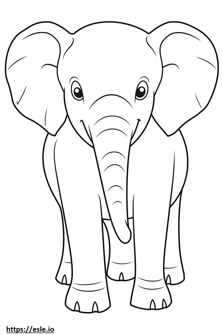 Elefante Asiático Kawaii para colorear e imprimir