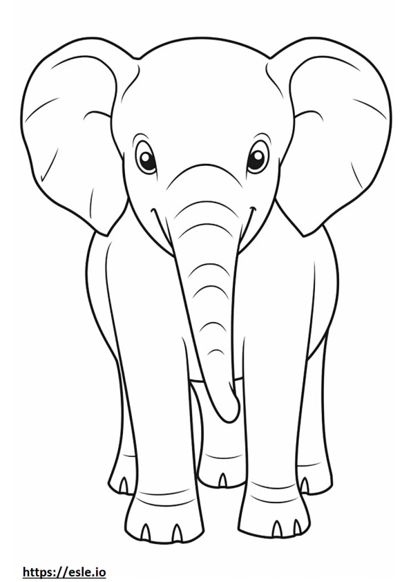 Aziatische olifant Kawaii kleurplaat