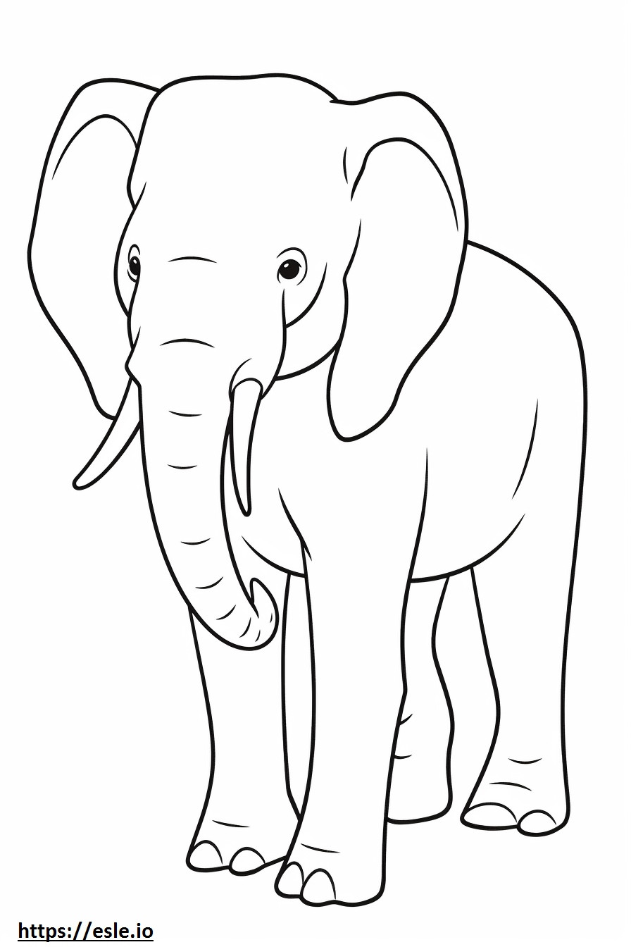 Elefantul asiatic Kawaii de colorat