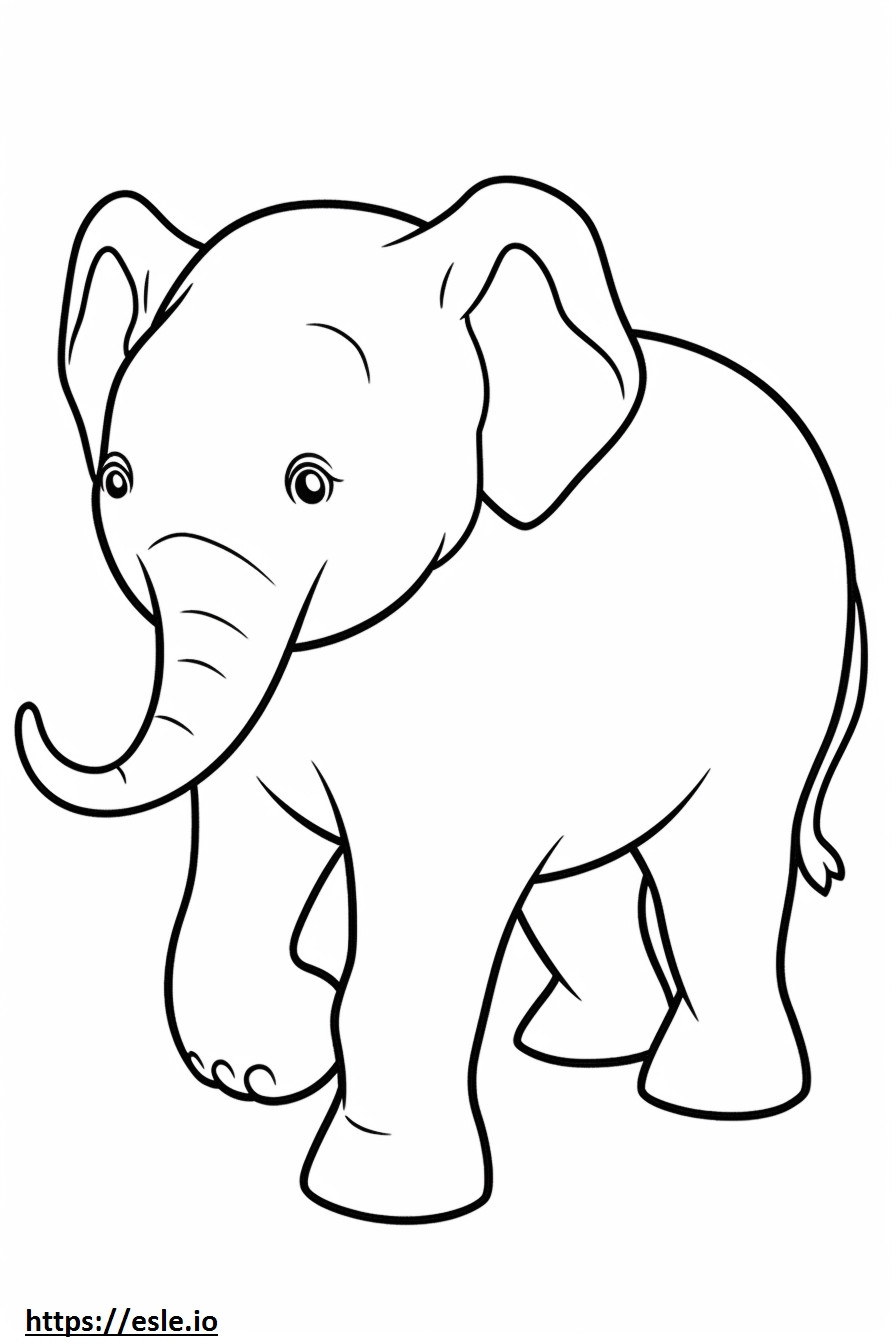 Elefante Asiático Kawaii para colorear e imprimir