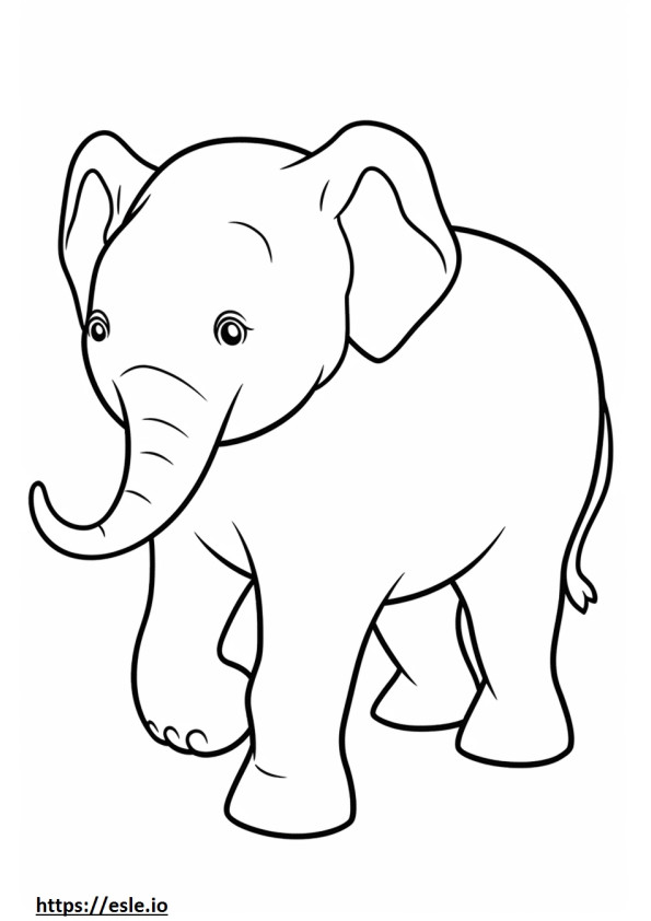 Elefantul asiatic Kawaii de colorat