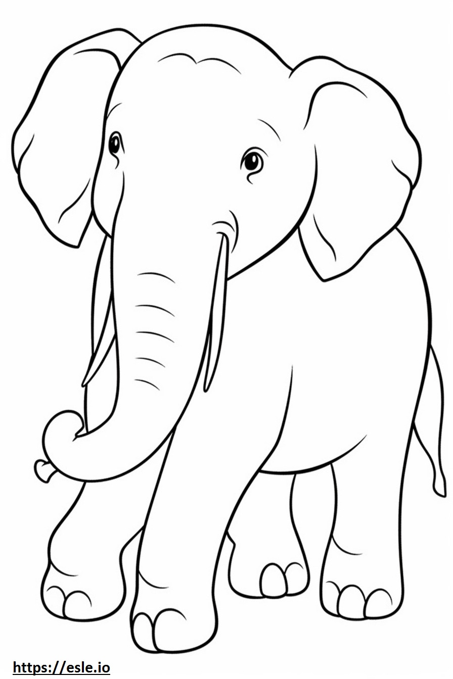 Kawaii, słoń azjatycki kolorowanka