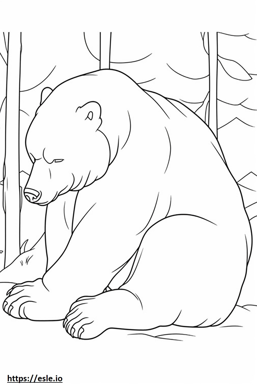 Beruang Hitam Asia sedang tidur gambar mewarnai