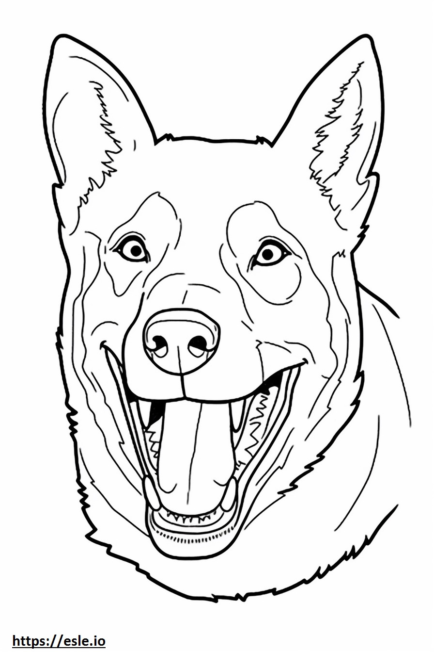 Emoji de sonrisa de perro pastor australiano para colorear e imprimir