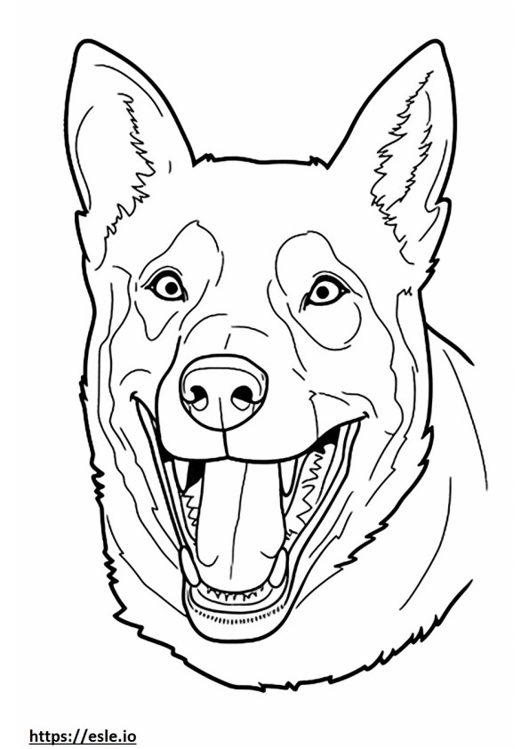 Emoji de sorriso de cão pastor australiano para colorir