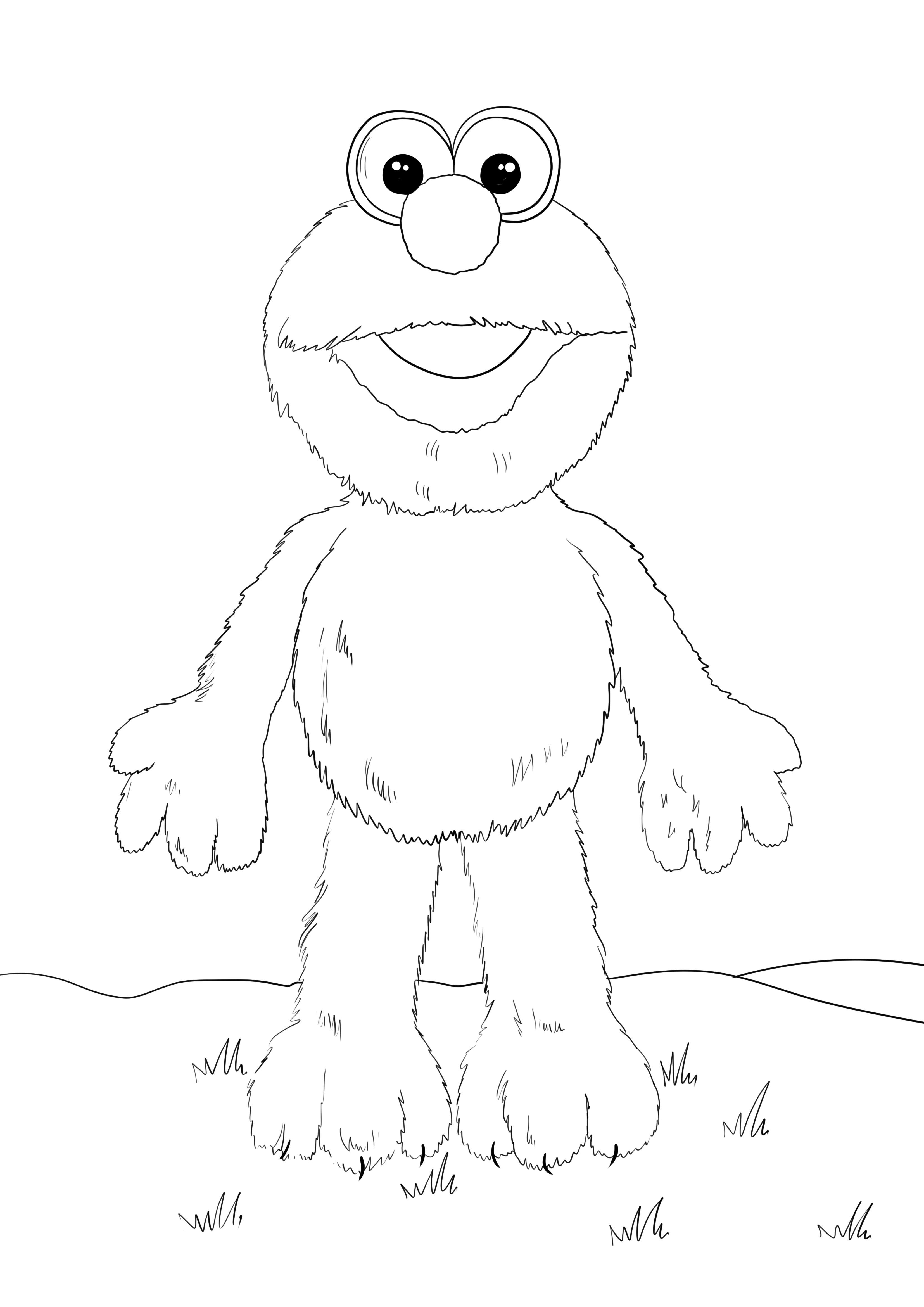 Elmo aus der Sesamstraße kostenloses Bild zum Ausmalen und Ausdrucken