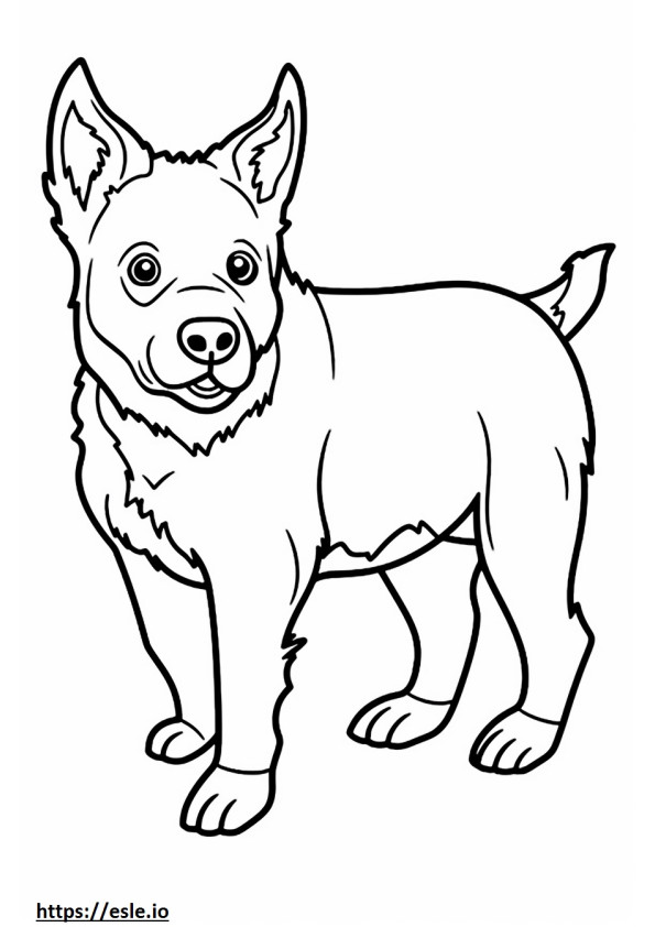 Perro Ganadero Australiano Kawaii para colorear e imprimir