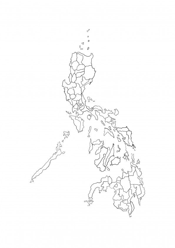 Harta Filipinelor imprimare gratuită și imagine de colorat