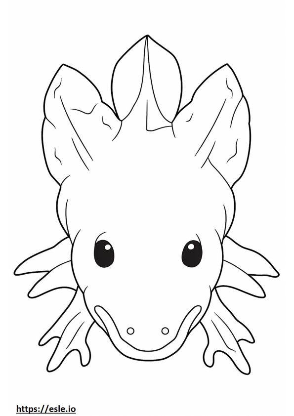 Axolotlin kasvot värityskuva