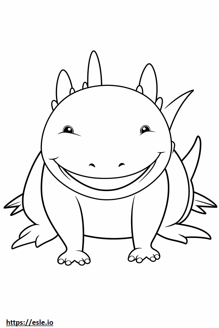 Coloriage Axolotl souriant emoji à imprimer