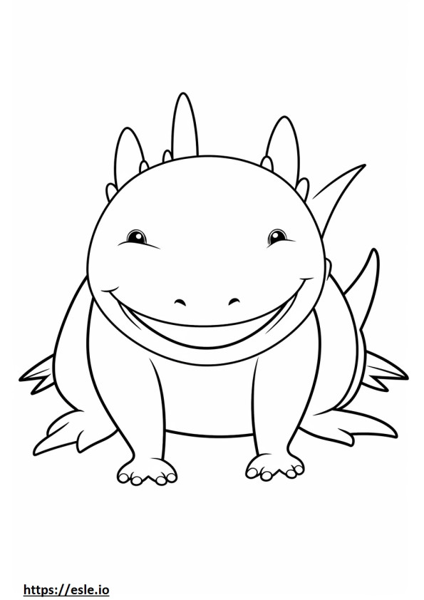 Emoji cu zâmbet axolotl de colorat