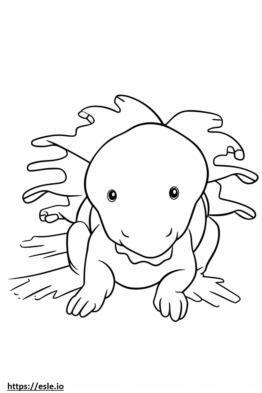 Axolotl vauva värityskuva