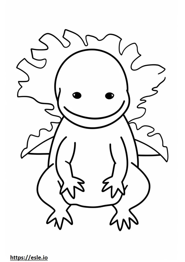 Axolotl-glimlach-emoji kleurplaat
