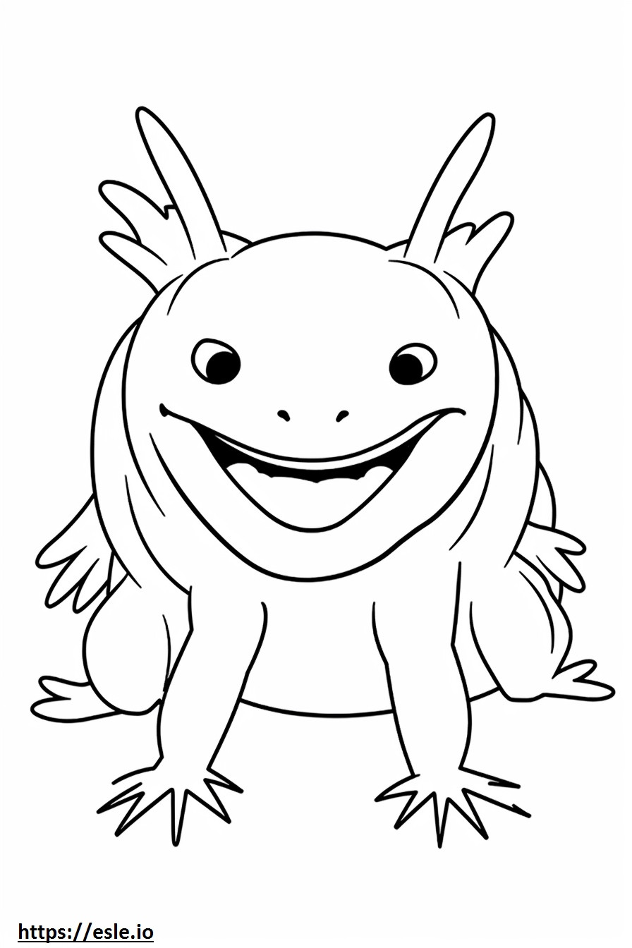 Emoji de sorriso de axolote para colorir