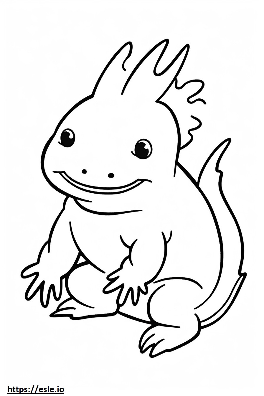 Axolotl-tekenfilm kleurplaat kleurplaat