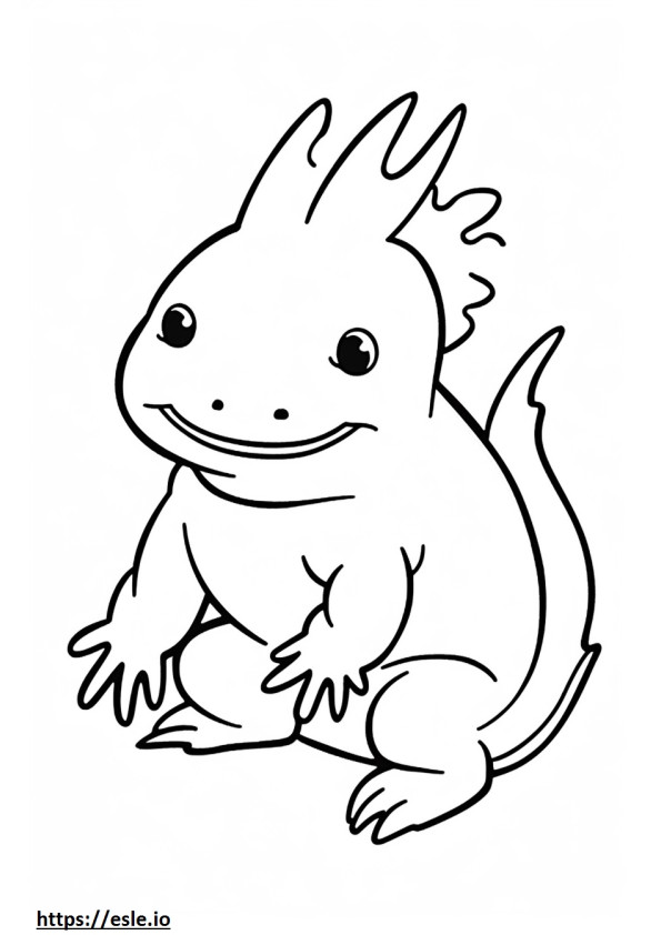 Axolotl cartoon coloring page