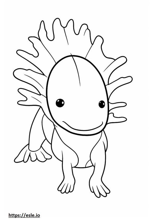 Axolotl schattig kleurplaat