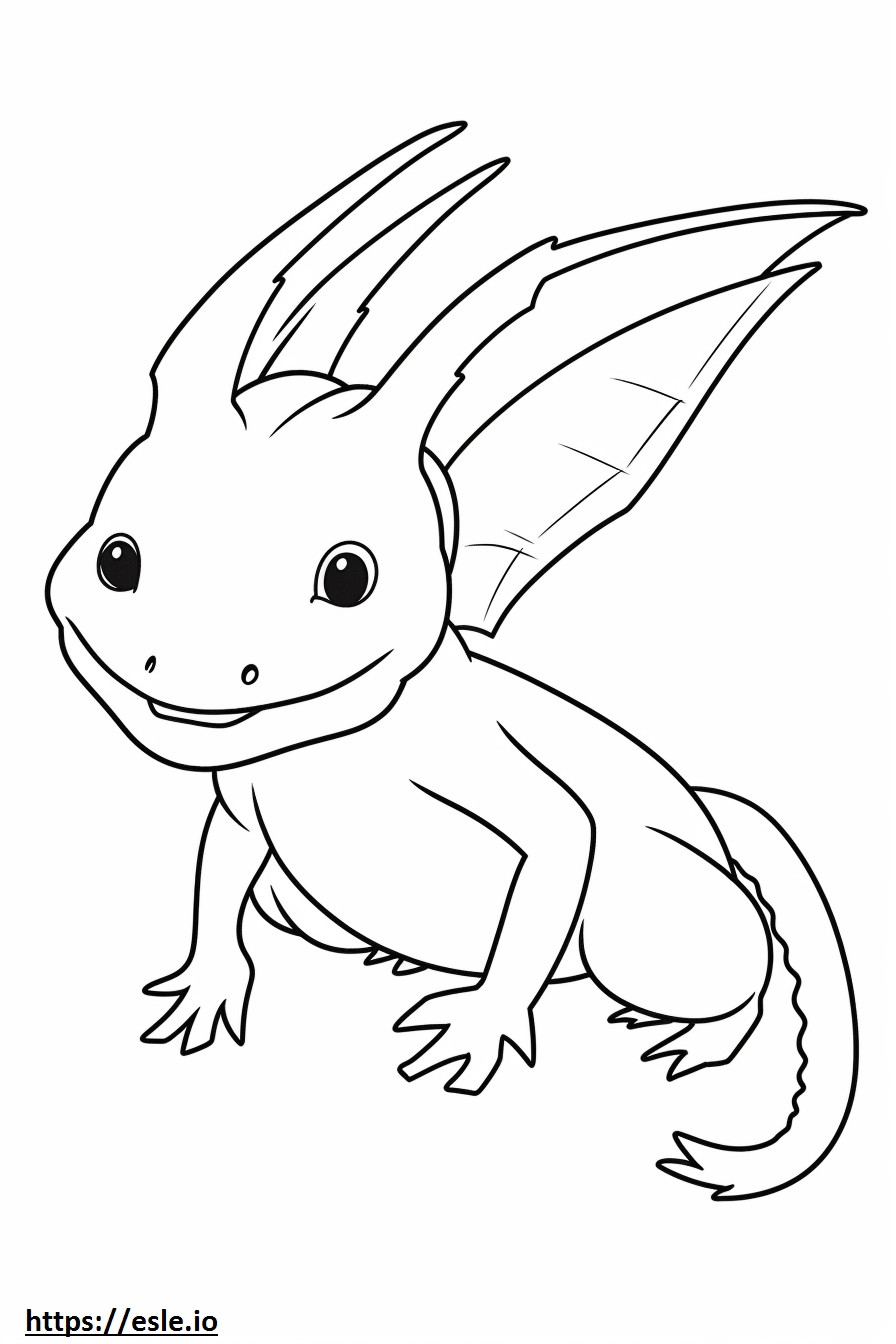 Axolotl happy coloring page