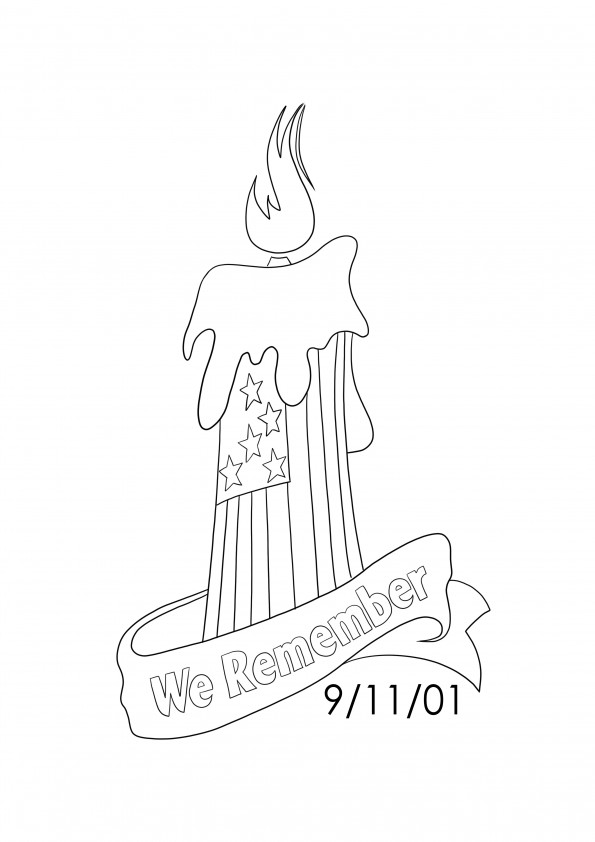 Memorial candle for 9-11-01 coloring sheet free to print