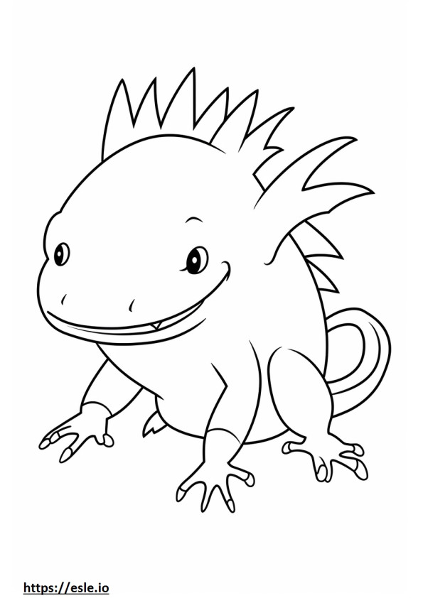Axolotl happy coloring page