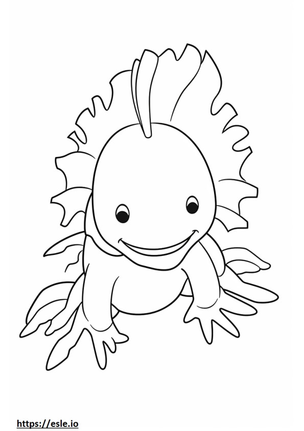 Axolotl Kawaii värityskuva